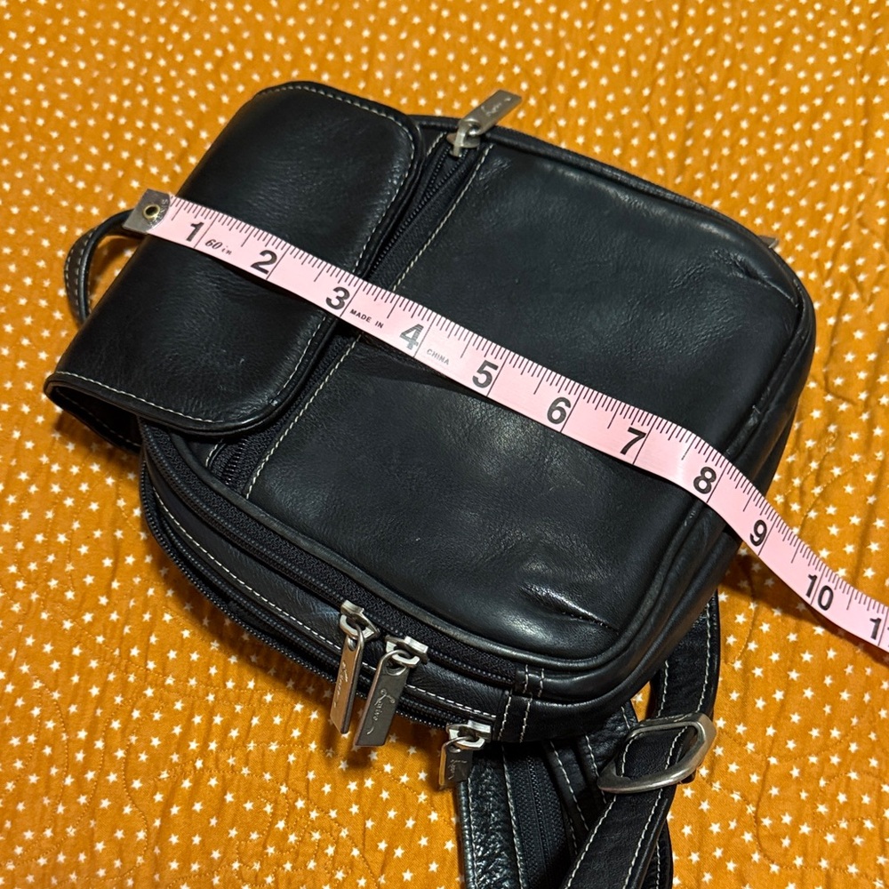 Classic Black Leather Women’s Sling Backpack - Picture 9 of 10